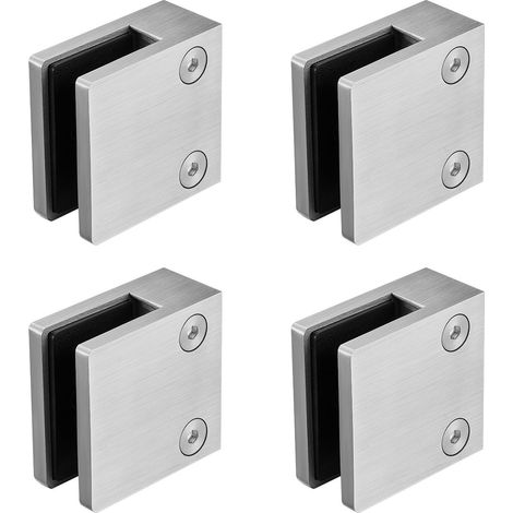 Quadratische Glashalterung, 4 Stück, Klemmen für 8–12 mm gehärtetes Glas, Edelstahl 304, silberfarben, für Balkon, Garten, Pool, Treppenhaus (1/5)