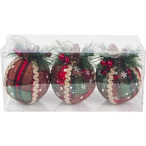 Geeignetes Set mit 3 Weihnachtskugeln zur Dekoration von Tannenbäumen, bruchsicherer Kunststoff (1/5)