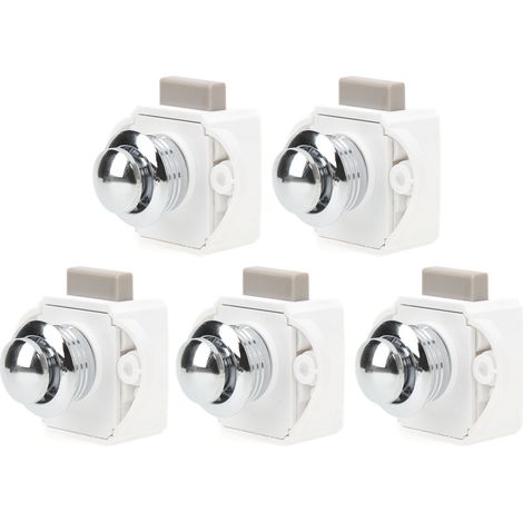 Lot de 5 verrous à bouton-poussoir en alliage de zinc sans clé pour portes de 14 à 16 mm d'épaisseur (1/5)