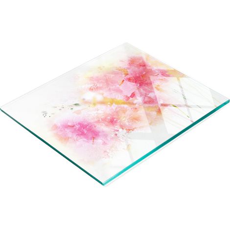 Tagliere e vassoio da cucina decorativo in vetro con motivo floreale, 60x52 cm (1/5)