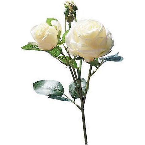 Rose artificielle avec tige et feuilles vertes, fleur réaliste pour mariage, fête, bureau ou table.blanc (1/5)