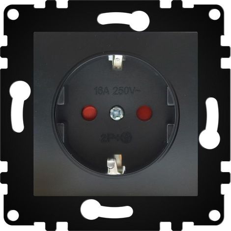Enchufe Empotrable Tipo F Schuko Negro 16A IP20 Serie wLux  Negro  | IluminaShop