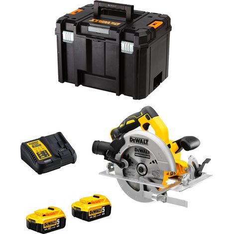 Dewalt – Scie circulaire DCS570P2 – 18V Brushless – 2 batteries 5.0Ah – Profondeur de coupe 64mm – Pour bois dur et matériaux de construction
