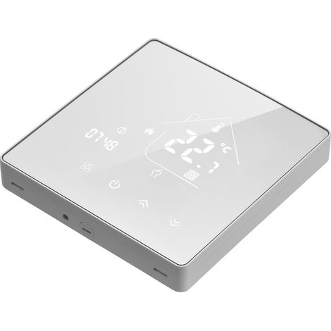 Thermostat numérique intelligent programmable avec miroir, écran tactile LCD rétroéclairé et régulateur de température pour la maison, l'école, le bureau ou l'hôtel. Idéal pour la maison, l'école, le (1/2)