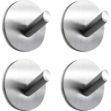 Juego de 4 ganchos adhesivos, gancho de pared de acero inoxidable para baño con capacidad máxima de 8 kg, toallero con adhesivo, para uso en el hogar y la oficina, autoadhesivo - 4