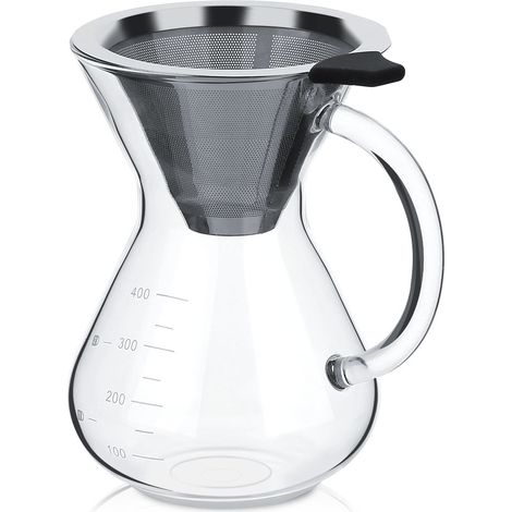 Vielseitige 400-ml-Kaffeemaschine aus Borosilikatglas mit Waage, für Zuhause und Büro, Filterkaffeekanne (1/5)