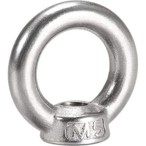 Écrou à oeil de levage M5 filetage femelle en acier inoxydable 304 forme ronde pour raccord de corde paquet de 5 (1/3)