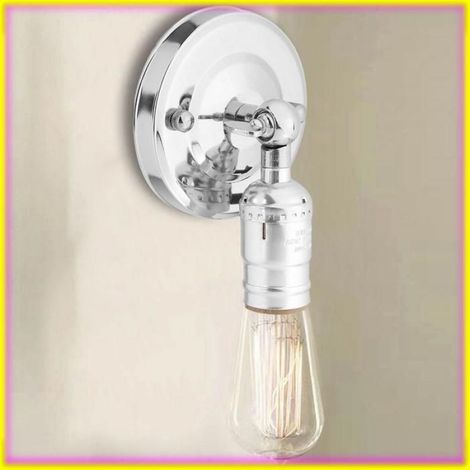 keenso Support de lampe Support de lumière vintage E27, applique murale avec interrupteur pour usage piscine artificiel Or Argent (1/5)