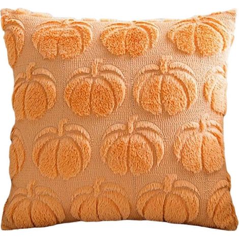 Taie d'oreiller citrouille de luxe haut de gamme, couleur orange clair, aux reflets automnaux (1/5)