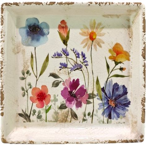 Signes Grimalt Plato Decoracion  Plato Flores Jarrones Y Portavelas Multicolor 22x22x3cm 36620