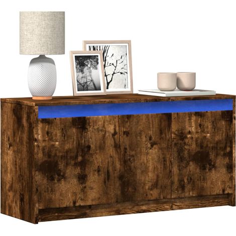 TV-Schrank mit LED-Beleuchtung Räuchereiche 100x34x50 cm