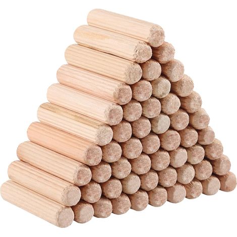 500 Pieces Fluted Wood Dowels, 8 x 40 mm, Beech / Eucalyptus Dowels for Furniture, Wood Assembly, Repair and Joinery (1/5)