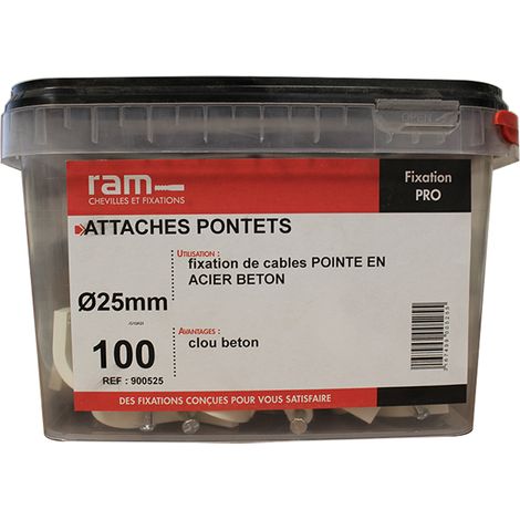 100 attaches pontet pour câbles et conduits Ø25 mm - Ram