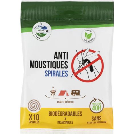 Spirales anti-moustiques biodégradables – 40h de protection – Insecticide biologique 100% d'origine végétale – Fabriqué en France – Terra Nostra
