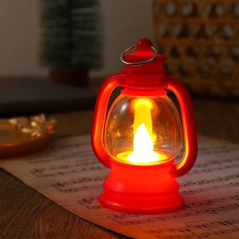 Lanterne De Noël - Lampe À LED Style Bougie - Décoration Intérieure Pour Sapin Et Table - 7x7x11 cm - Rouge - 1 Pièce (1/5)
