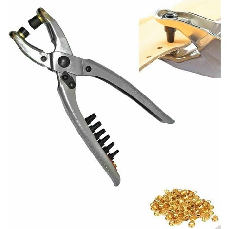 PINZA FUSTELLATRICE 2 IN 1 + OCCHIELLI OCCHIELLATRICE FORARE CUOIO PELLE 378 ox