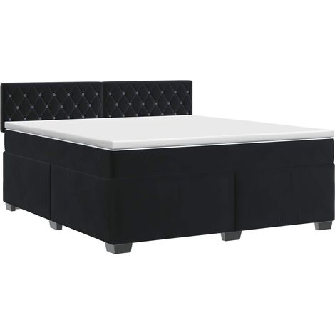 Lit boxspring avec matelas Noir 180 x 200 cm Velours vidaXL (1/5)