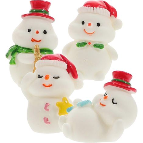 Statue de bonhomme de neige miniature pour décor de Noël 12 pièces Figurines en résine blanche (1/5)