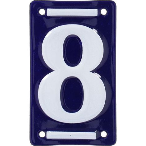 Numero Civico Smaltato 8 7x0.5x11.8 cm Colore Blu