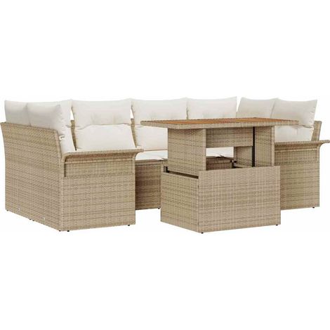 Set Divano da Giardino 7 pcs Beige Poly Rattan vidaXL (1/5)