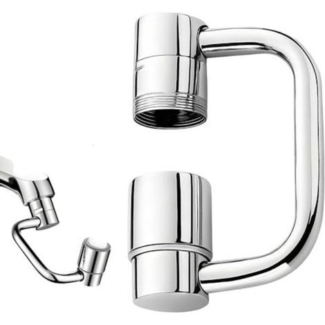 Wasserhahnverlängerung, neue 1080° drehbare Multifunktions-Verlängerungsarmatur, schwenkbare Wasserhahnverlängerung für Bad und Küche (silber, 1 Stück) (1/5)