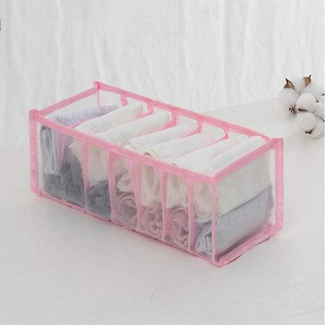 Ensemble de rangement pour sous-vêtements - Organisateur de tiroir pliable pour sous-vêtements - 7 compartiments - Rose (1/5)