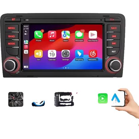 Autoradio, CarPlay sans fil Android Auto, GPS, Bluetooth, DSP, FM/RDS, Écran tactile HD IPS, Compatible avec Audi A3 8P S3 RS3 2003-2012, V1 Plus (6 Go 128 Go) Style 1 (1/2)