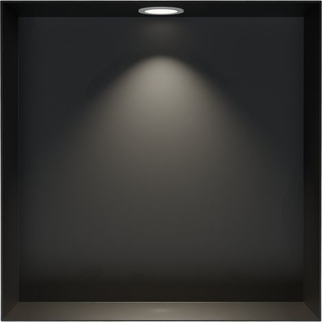 BERNSTEIN - Nicchia doccia in acciaio inox + faretto LED, ripiano doccia integrato - 20x30x10cm (AxLxP) - Nero, 1x faretto bianca opaca	Nero, 1x cornice per installazione spot bianca opaca