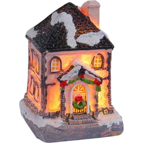 Décoration de bureau élégante Figurine d'art unique pour étagère et table-T2-62 Maisonnette lumineuse à toit noir, Modèle A (1/2)