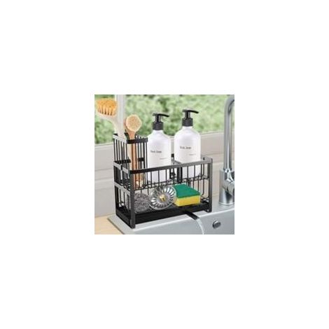 Porte-éponge d'évier de cuisine, boîte de rangement, porte-brosse à vaisselle à 2 niveaux, support d'évier en acier inoxydable,