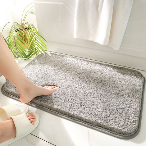 60x40cm Grey Soft Shag Super Absorbent Bath Rug (1/5)