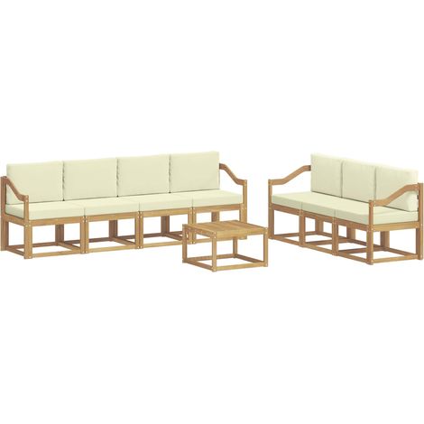 Set di divani da esterno 7 pz 7-Posti Bianco e Crema vidaXL (1/5)