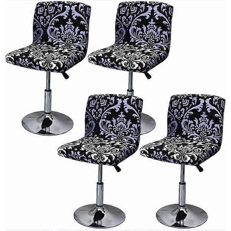 Housse de tabouret de bar extensible pour chaise de salle à manger pivotante (4 pièces) (1/4)