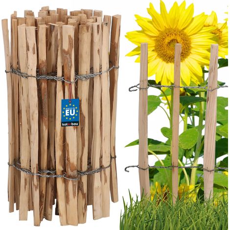 KOTARBAU® Ganivelle, Clôture Bois 0,6 x 5m, Bordure Bois Jardin, Noisetier, Clôture Bois Exterieur, Ganivelle Chataignier, Espacement Piquets 7-8 cm, Bordure Jardin Exterieur Bois, Naturel (1/5)