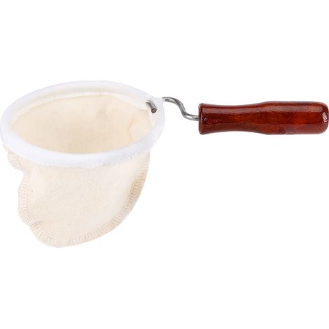 Wiederverwendbarer, handgefertigter Kaffeefilter aus Flanellstoff mit Holzgriff (klein) (1/5)