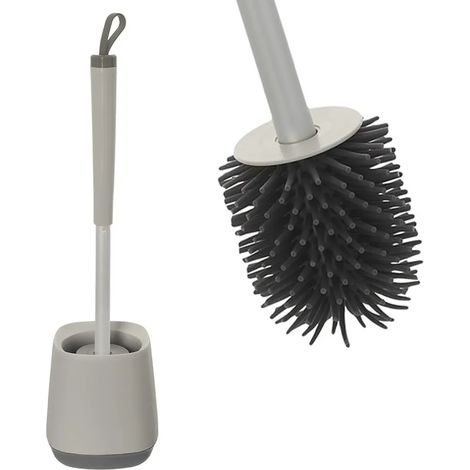 Portascopino da appoggio grigio e grigio scuro con setole in silicone (1/5)