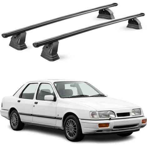 OMAC Stahl Dachträger Querträger Ford Sierra II Schrägheck Kombi 1987-1993 – TÜV / DIN 75302:2019 – Abschließbar – Max. 75 kg – 2 Stangen – Schwarz (1/5)