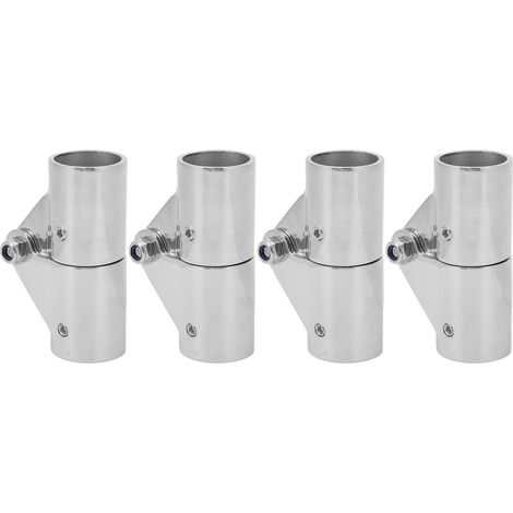 Set aus 4 drehbaren Verbindungsstücken für 25-mm-Schläuche aus robustem und stabilem Edelstahl, für Boote, Yachten und Schlauchboote.