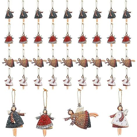 40 pendentifs d'ange de câble de bois, pendentifs de garde magnifiques, pendentifs de cadeaux de Noël, décorations de Noël (1/5)