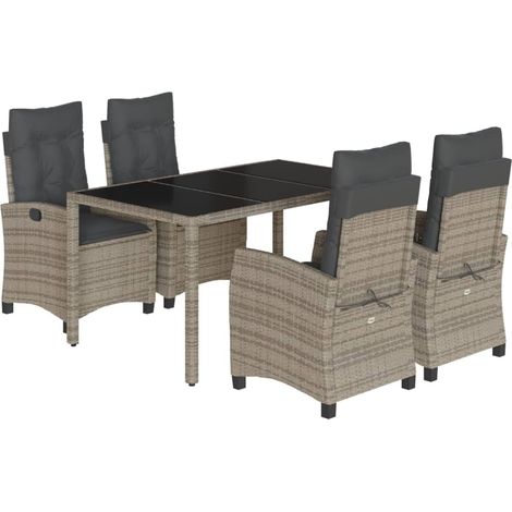 Maison Exclusive - Set comedor de jardín 5 piezas con cojines rat (1/5)