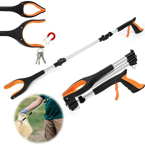 Greifer mit Magnet – Orange – Faltbarer Greifer – Drehbarer Greifkopf – Langlebiger Greifarm – Greifhilfe aus Aluminium – Greifstock (1/5)