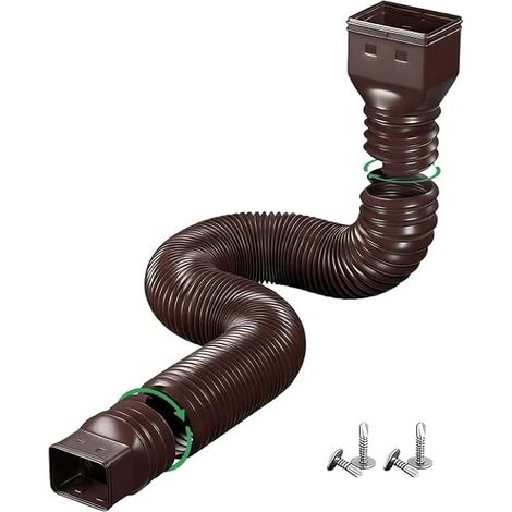 Flexible Gutter Hose Extension Round for 80/100mm Downpipe Expandable 47-150cm Gutter Extension (Brown) (1/5)