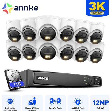 ANNKE 5MP Kit de Vidéosurveillance Exterieure 16CH avec 12×Caméras IP,Audio Bidirectionnel,IR Vision Nocturne,Intelligente Détection Mouvement,Alerte Email APP/PC à Distance 1TB (1/5)