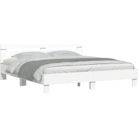 Bed Frame with LED without Mattress White 160x200 cm vidaXL (1/4)