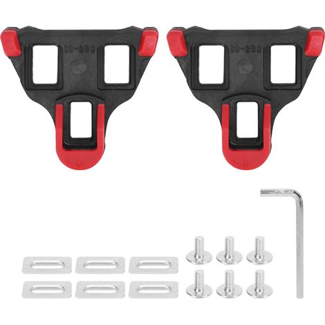 TB‑011 Fixations Universales Vélo Route 6 Degrés Flottant Autobloquant Pédales Noir Rouge (1/5)