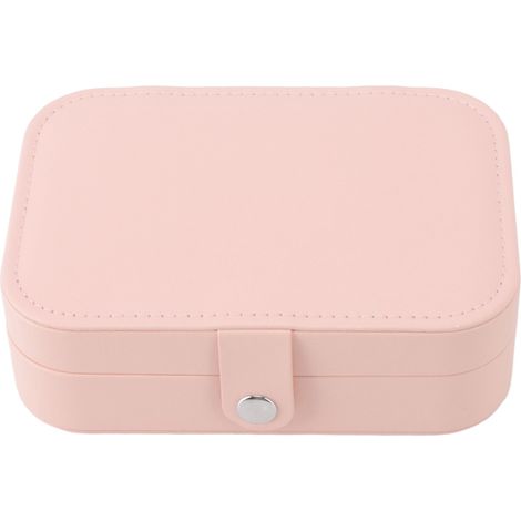 Étui à bijoux portable en cuir rose avec serrure, boîte de rangement pour colliers, bagues et boucles d'oreilles, idéal pour les voyages.