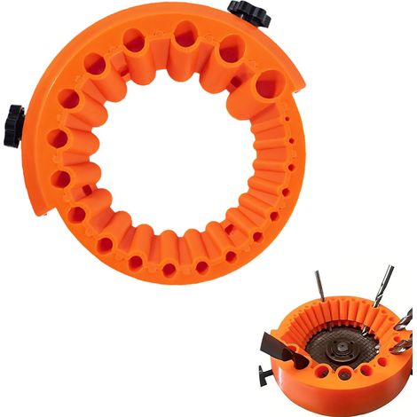 Affuteuse Foret, Affuteur de Foret, Meuleuse Forets, pour Forets de 2 à 13 mm et Meuleuse de 115/125 mm (Couleur Orange) (1/5)