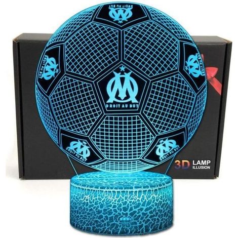 football forme 3d illusion optique intelligent 7 couleurs led night light lampe de table avec câble d'alimentation usb olympi (1/5)