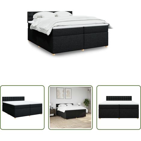 Matratze - Boxspringbett mit Matratze Schwarz 200x200 cm Stoff (1/5)