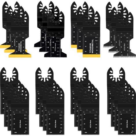 Juego universal de 28 hojas para sierra oscilante: 6 hojas de titanio, kit de accesorios para Dremel, Bosch, Makita, Dewalt y más. (1/4)